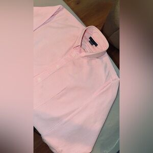 Ralph Lauren Women’s Pink/White Striped Oxford Slim Fit Button Down Shirt - Sz 0